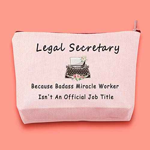 JXGZSO Secretary Gifts Legal Assistant Cosmetic Bag Because Badass Miracle Worker Isn't An Official Title Makeup Bag Administrative Assistant Gifts