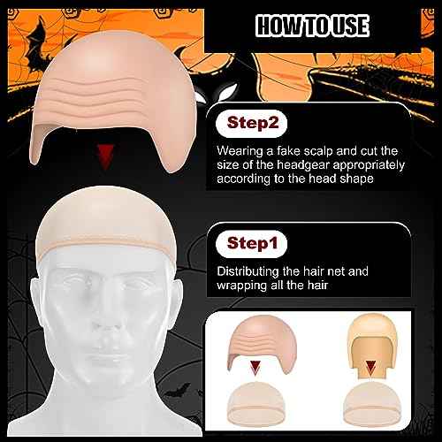 WILLBOND 4 Pcs Halloween Bald Caps Makeup Latex Bald Caps Head Wig hat Costume Accessories for Adults