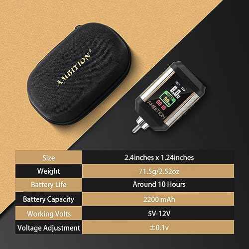 Tattoo Power Supply - Ambition Korall Tattoo Battery Pack 2200mAh Mini Portable RCA Color LED Digital Display for Rotary Tattoo Machine