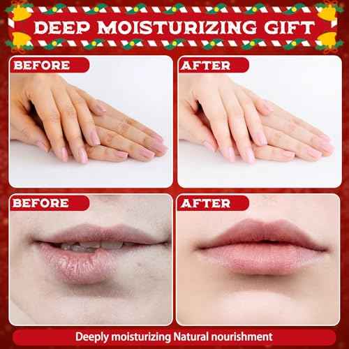 Loopeer 72 Sets/288 Pcs Christmas Hand Cream and Lip Balm Gift Set for Women Bulk Mini Hand Lotion Travel Size for Dry Skin Stocking Stuffers with Greeting Card Organza Bags for Coworker Employee