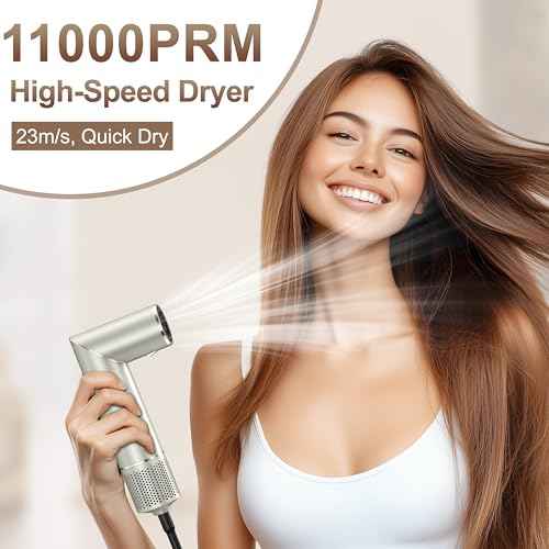Sunwhisper Hair Dryer Brush 7 in 1 Professional Hot Air Styler, 110,000 RPM High Speed Negative Ionic Dryer, Straightener Comb & 2 Auto Wrap Curlers, 2 Concentrator, Oval & Round Styling Brush