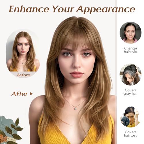 Rich Choices Hair Toppers for Women Real Human Hair 360¡Æ3D Clip in Bangs 100% Remy Human Toppers with Bang for Thinning 150% Density Upgrade Extended 2"*6"Lace Base 10 Inch #04 Mocha Brown