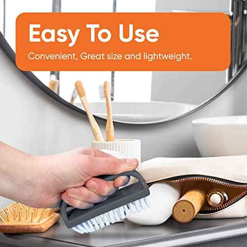 Superio Stiff Nail Brush for Cleaning Fingernails Small Scrub Brush with Handle, Cleaning Brushes for Hands, Toes, and Nails (Black, 36 Pack)