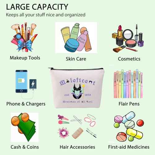 FOTAP Evil Queen Gifts Evil Queen Zipper Pouch Makeup Male Est 1959 Zipper Pouch Villains Movie Cosmetic Bag (Male)