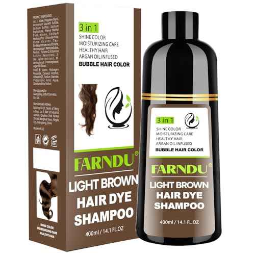 Light Brown Hair Dye Shampoo for Women Men, Instant Gray Hair Coverage Natural Herbal Hair Color Shampoo 3 In 1 champu para canas