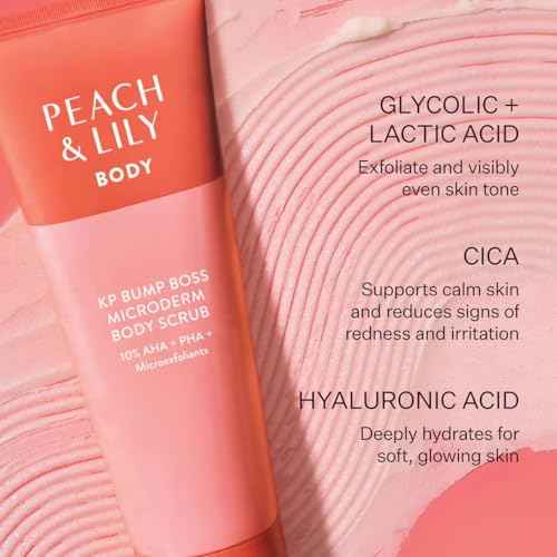 Peach & Lily - KP Bump Boss Microderm Body Scrub (8.11 oz) - 10% AHA + PHA - Microexfoliants - Hyaluronic Acid, Cica, Tea Tree, Squalane, & Cucumber - Self Care - Vegan & Cruelty Free - Korean Beauty