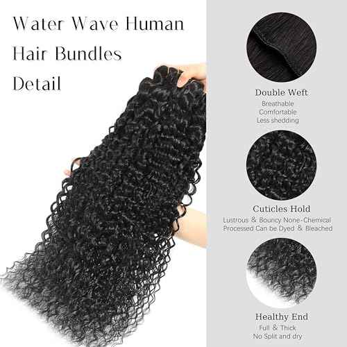 Water Wave Human Hair Bundle 26 Inch 12A Double Silky Soft Weft Curly Bundles Wet And Wavy Braidable Brazilian Hair For Women As Extensions