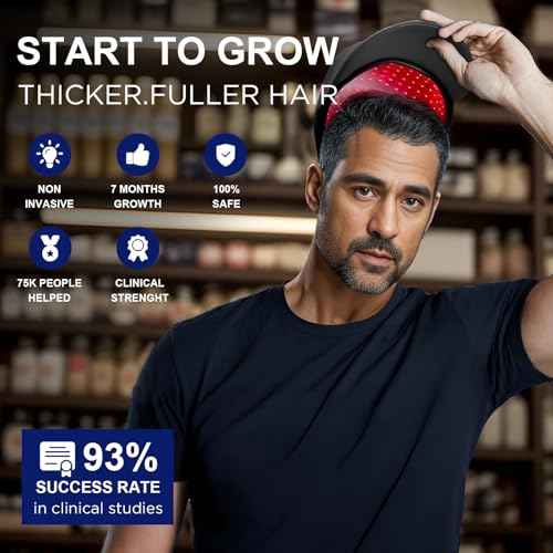 Laser Hair Growth Cap, Red Light Therapy Cap, Low Level Laser Therapy (LLLT) Equipment for Promoting Hair Growth in Women and Men£¨Black£©