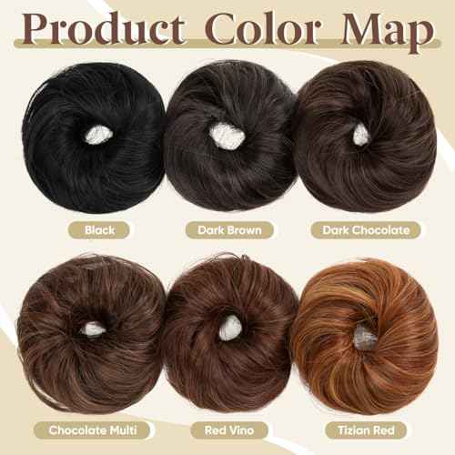CJL HAIR 2PCs Small Cute Messy Bun Hair Piece for Thin Hair Women Mini Synthetic Curly Bun Scrunchies Updo Hairpieces Black
