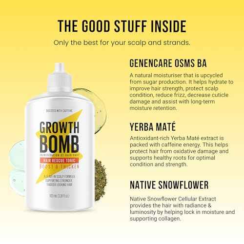 Growth Bomb Hair Rescue Tonic - Hair Care & Scalp Tonic for Growth, Root Serum for Women & Men with Natural Botanicals, Use Daily on Thick or Fine Strands to Prevent Loss - 100 mL
