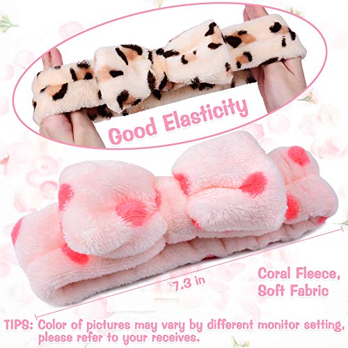 UMIKU 8 Pack Stocking Stuffers For Women Teen Girls Spa Headband for Women Facial Makeup Headband Soft Coral Fleece Bow Hair Band Party Favors for Washing Face Mask Spa Christmas Gifts For Woman Adult