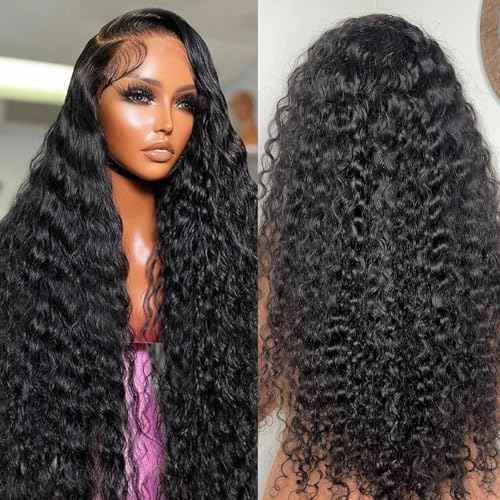 Joedir 26" Big Curly Wavy Supreme Free Parting HD Lace Frontal Wigs With Baby Hair High Temperature Synthetic Wigs For Women(AChocolate Brown Color)