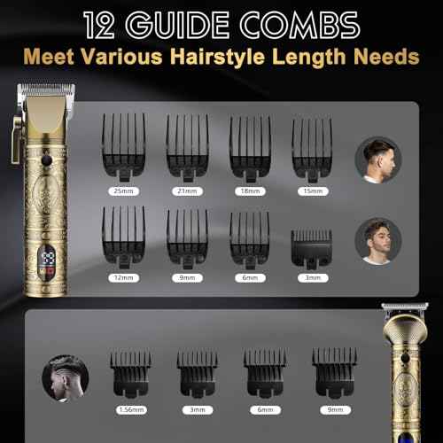 GSKY Hair Clippers for Men Professional, Cordless Clippers for Hair Cutting, Mens Hair Clippers and Trimmer Kit for Barber with LED Display