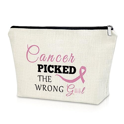 Sazuwu Breast Cancer Gifts Cosmetic Bag Pink Ribbon Awareness Makeup Bag for Survivors Patients Inspirational Gifts for Women Fighting Cancer