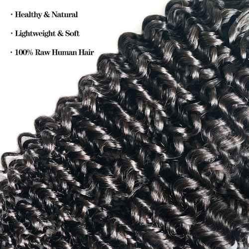 Pre-Separated Crochet Hair Extensions Knotless Curly Crochet Hair Extensions Real Human Hair With String for Braiding Reusable Fullness Deep Curly Feather Crochet Human Hair for Women 18inch 50g