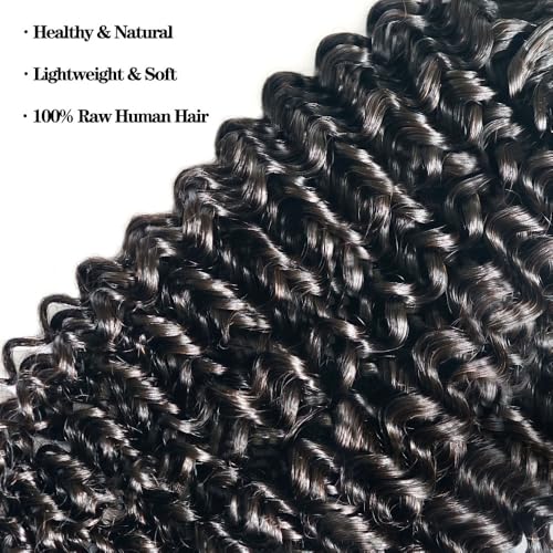 Pre-Separated Crochet Hair Extensions Knotless Curly Crochet Hair Extensions Real Human Hair With String for Braiding Reusable Fullness Deep Curly Feather Crochet Human Hair for Women 22inch 50g