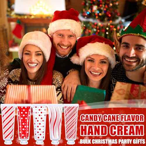 50 Pcs Christmas Hand Cream Bulk Mini Hand Lotion Candy Cane Scented Peppermint Lotion Christmas Stocking Stuffers Bulk Holiday Gifts Employee Staff Teacher Appreciation Gifts for Coworkers