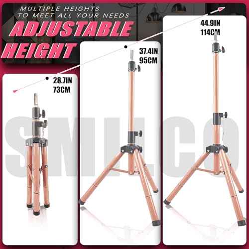 Smilco Wig Tripod Stand with 45 inch Adjustable Mannequin Head, Heavy Duty Wig Holder for Cosmetology Hairdressing Training