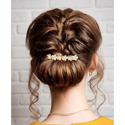 Hair Clips Barrettes Flower Gold Silver Rhinestone Diamond Wedding Bridal Short Cute Hair Clips Barrettes Fashion Accessories for Women Girls Thin Thick Hair