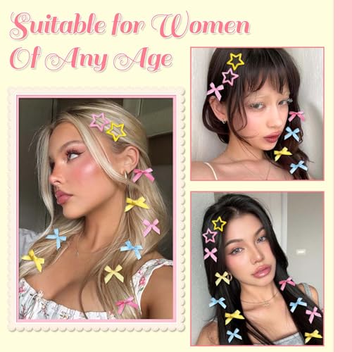 Mini Bow Hair Clips Star Clip Non Slip Checkered Bow Barrettes Cute Star Snap Barrettes Bowknot Hairpins Kawaii School Bows Y2k Hair Accessories For Women Girls School Prom Party 36 Pcs