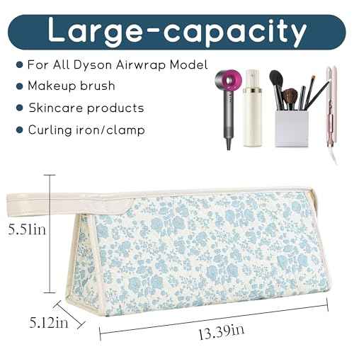 Quilted Travel Case Compatible with Dyson Airwrap & Shark Flexstyle, Cotton Floral Carrying Storage Bag for Dyson Hair Dryer and Attachments, Cute Portable Organizer with Handle