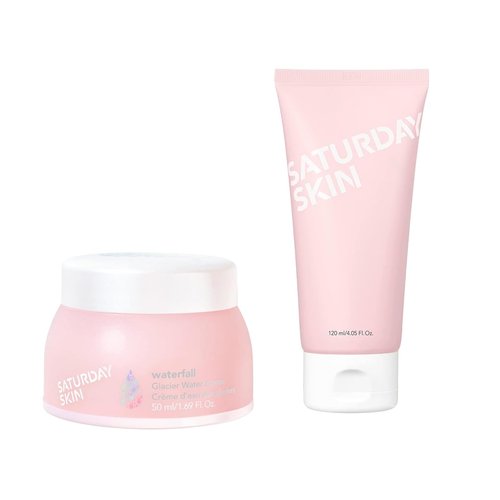 Saturday Skin Face Moisturizer Water Face Cream Natural Oil free Gel Type Cream From Alaska Glacier Water and Face Cleanser Hydrating Foam Cleanser Natural ingredients