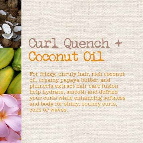Maui Moisture Curl Quench + Coconut Oil Hydrating Curl Cream Smoothie, Curly Hair Styling Cream with Coconut Oil & Papaya Butter Helps Tame Frizz & Enhance Softness, Silicone Free, 12 oz