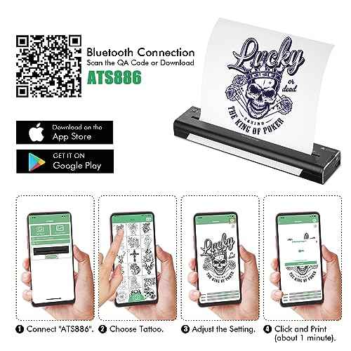 TATELF Tattoo Stencil Printer for tattooing with 15pcs Transfer Paper Portable Tattoo Transfer Stencil Thermal Machine Wireless
