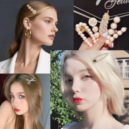 Women Hair Clips,Hair Accessories,6Pack Cute Simple Geometric Duckbill Clips,Styling Accessories Women Hair Accessories Gifts (White)