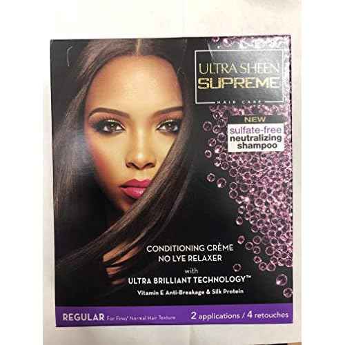 Ultra Sheen Supreme Conditioning Creme No Lye Relaxer with Ultra Brilliant Technology New Sulfate Neutralizing Shampoo Vitamin E Anti Breakage & Silk Protein - Regular