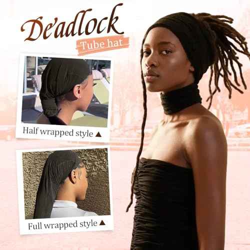 Breathable Hair Weave Sleeve for Locs with Drawstring ? Extra Long Stretchy Wig Cap for Black Women, Faux Locs, Protective Styles & Bun ? Fashionable & Comfortable Design (Black)