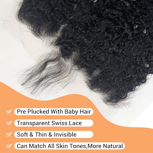 HD Lace Frontal 13x6 Transparent Lace Ear to Ear 16 Inch Burmese Curly Frontal Human Hair 100% Unprocessed Virgin Lace Closure Human Hair Pre Plucked with Baby Hair 150% Density