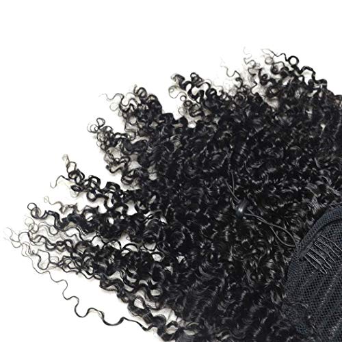 3B 3C Kinky Curly Human Hair Ponytails Extensions Curly Ponytail Hair Piece Wrap Drawstring Puff Ponytail Hairpieces For African American Top Closure Clip Ins 20inch