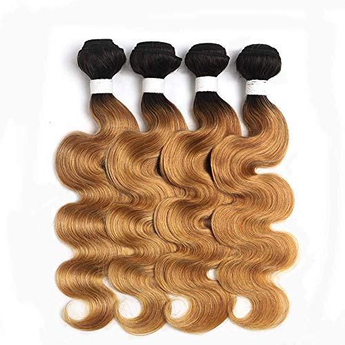 X-TRESS Ombre Blonde Bundles - 22 inch Body Wave Brazilian Hair Weave - 100% Human Hair Extensions - 27 Inch, T1B/27