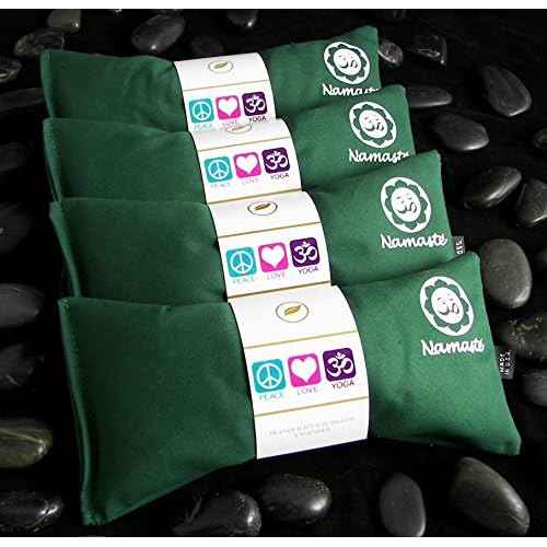 Yoga Eye Pillows - Unscented Eye Pillows - Namaste Hot Cold for Stress, Meditation, Spa, Relaxation Gifts - Made in USA Set of 4 - Green