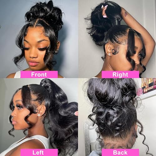 360 Lace Frontal Human Hair With Baby Hair - Body Wave Transparent HD Frontal Closure, Raw Virgin Hair, 150% Density Natural Color 18 Inch