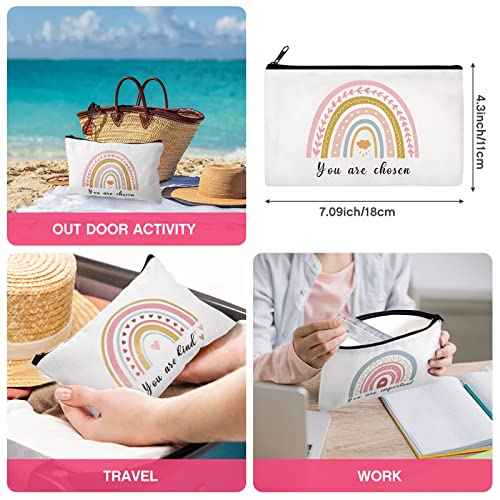 Ganeen 24 Pcs Christmas Inspirational Cosmetic Bags for Women Small Makeup Bag Makeup Pouch with Zipper Motivational Quotes for Women Coin Purse Girlfriends Coworkers Friends Gift(Motivational)