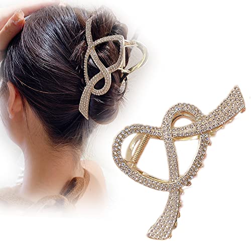Rhinestone Hair Clips For Women£¬4inch Crystal Hair Catch Barrette Metal Jaw Clamp For Girls£¬Fancy Rhinestone Claw Fashion Hair Accessories For Lady'S Gift