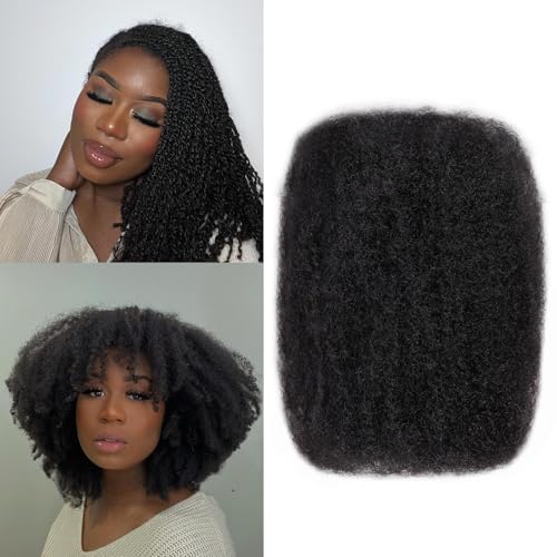 Afro Kinkys Bulk Human Hair For Braiding Afro Kinky-Curly Human Hair Bulk For Mini Twist Hair 22Inchs 50g/pack Bulk Human Braiding Hair For Micro Locs Extensions (1B, 22Inchs,50g/pack)