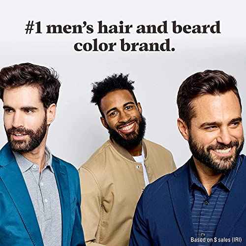 Just For Men Mustache & Beard, Beard Dye for Men with Brush Included, With Keratin Biotin Aloe and Coconut Oil for Healthy Facial Hair - Real Black, M-55, Pack of 1 (Packaging May Vary)
