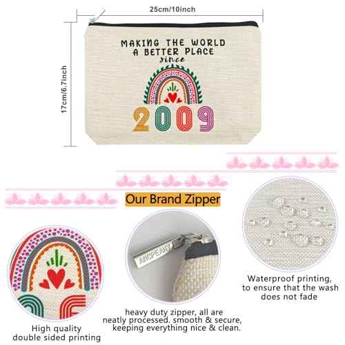 ancpeany Sweet 16 Birthday Decorations for Girls, Her, Teenage Girls, Sister, Daughter, Granddaughter, 2009 Funny 16 Year Old Girl Gift Ideas Makeup Bags, Cosmetic Travel Bag for 16th Birthday Gifts
