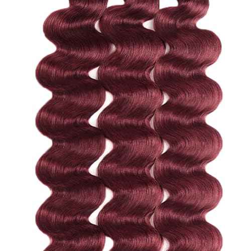 Dark Burgundy Bundles Red Body Wave Bundles 99J Burgundy Body Wave Human Hair Bundles Brazilian Unprocessed Virgin Hair 3 Bundles 28 30 32 Inch 99J Bundles Hair Weave for Women