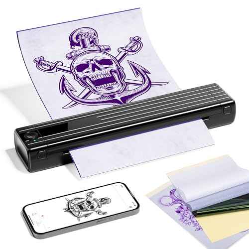Wireless Tattoo Stencil Printer, Thermal Tattoo Transfer Printer TP83 with 10Pcs Transfer Paper, Bluetooth Tattoo Printer Machine Kit Compatible with iOS£¦Android Phone & PC