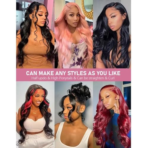 Bundles with Closure Body Wave 100% Unprocessed Brazilian Human Hair 100g Natural Black Virgin Human Hair Weave 3 Bundles with 4x4 Lace Closure (12 14 16+10 Natural Black)