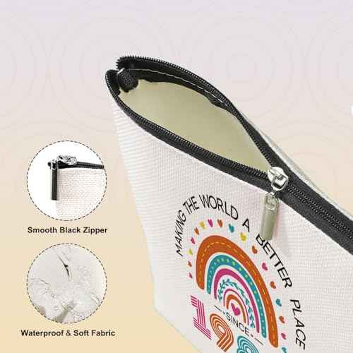 VICBOU 35th Birthday Gifts for Women Mom, Inspirational Birthday Gifts for 35 Year Old Woman Funny Rainbow Makeup Bag Mothers Day Christmas Cosmetic Bag for Female Her Wife Mama Friends Aunt Mommy
