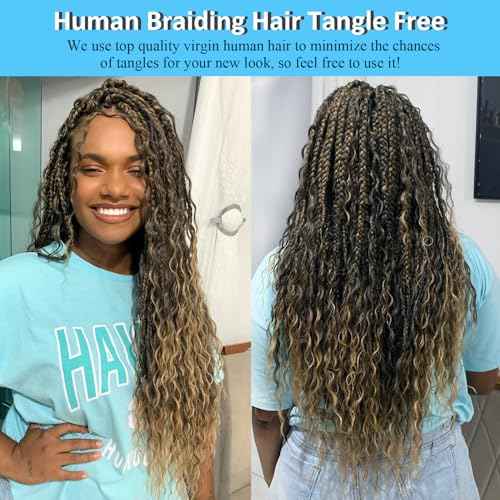 26 Inch Human Braiding Hair 4/27 Deep Wave Bulk For Boho Braids 100g Highlight Blonde 100% Curly Human Hair Wet And Wavy Water Wave Micro Braids