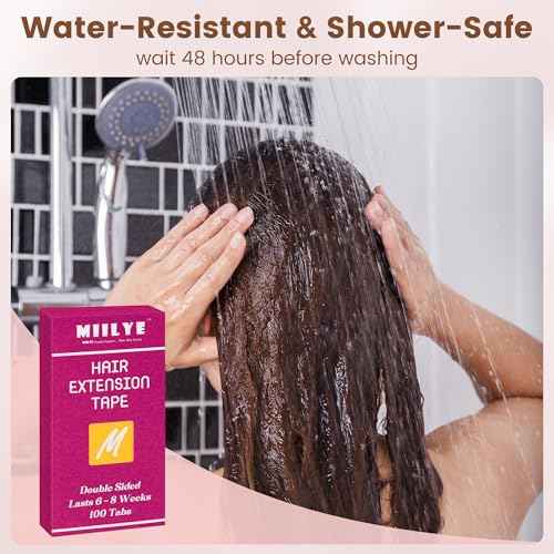 MIILYE Hair Extension Replacement Tape 100 Tabs, Double Sided, 6+ Weeks Hold Time, No Residue, Tape-ins-Extension Reinstallation
