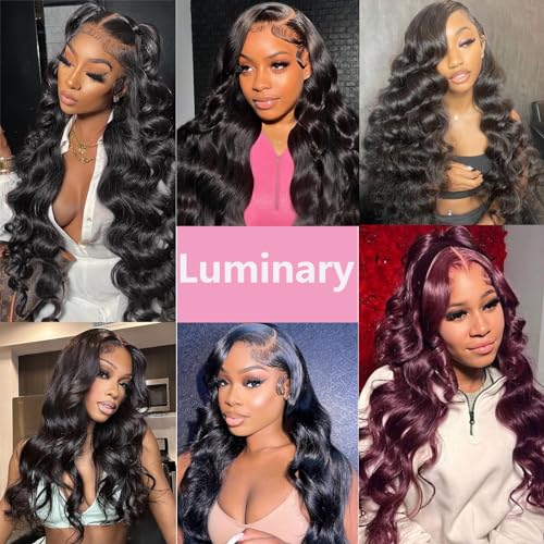Luminary 13x6 Lace Front Wigs Human Hair Pre Plucked Body Wave Lace Front Wigs Human Hair 180% Density Body Wave HD Transparent Frontal Wigs Human Hair Lace Front Wigs for Women 20 Inch