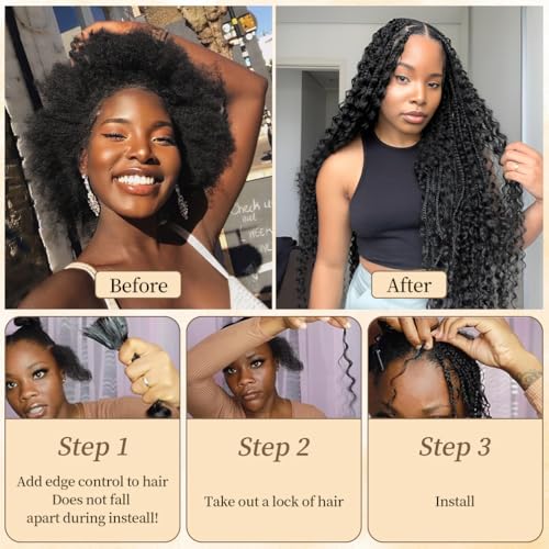 Human Braiding Hair for Boho Knotless Braids Deep Wave Bulk Human Hair 10A Brazilian Virgin Human Bohemian Hair for Braiding Wet and Wavy 3 Bundle 16 Inches 120g Balayage Black to Brown 1BP30