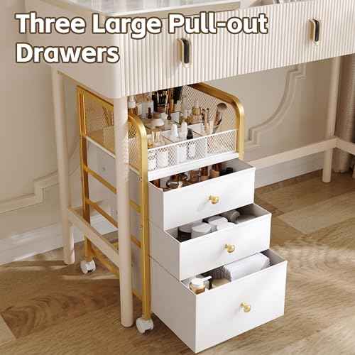 Makeup Organizer Storage Cart with Drawers, Makeup Organizer on Wheels, Rolling Makeup Bathroom Storage Cart, Cosmetic Vanity Display Cases Holder for Nail Polish Brush Hair Tool
